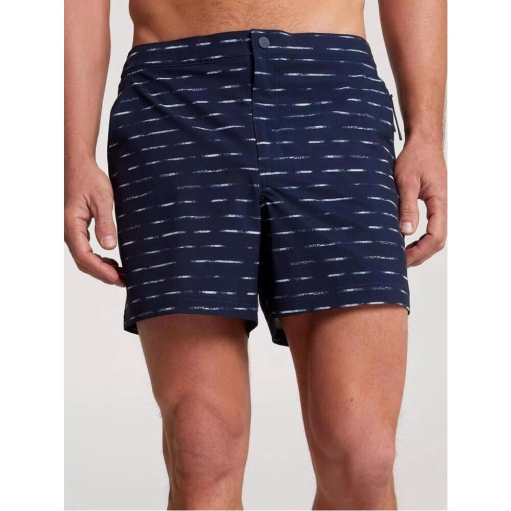 VRST | NEW Slim Fit Resort Hybrid Shorts Navy/Sand Washed Striped Men’s Size M